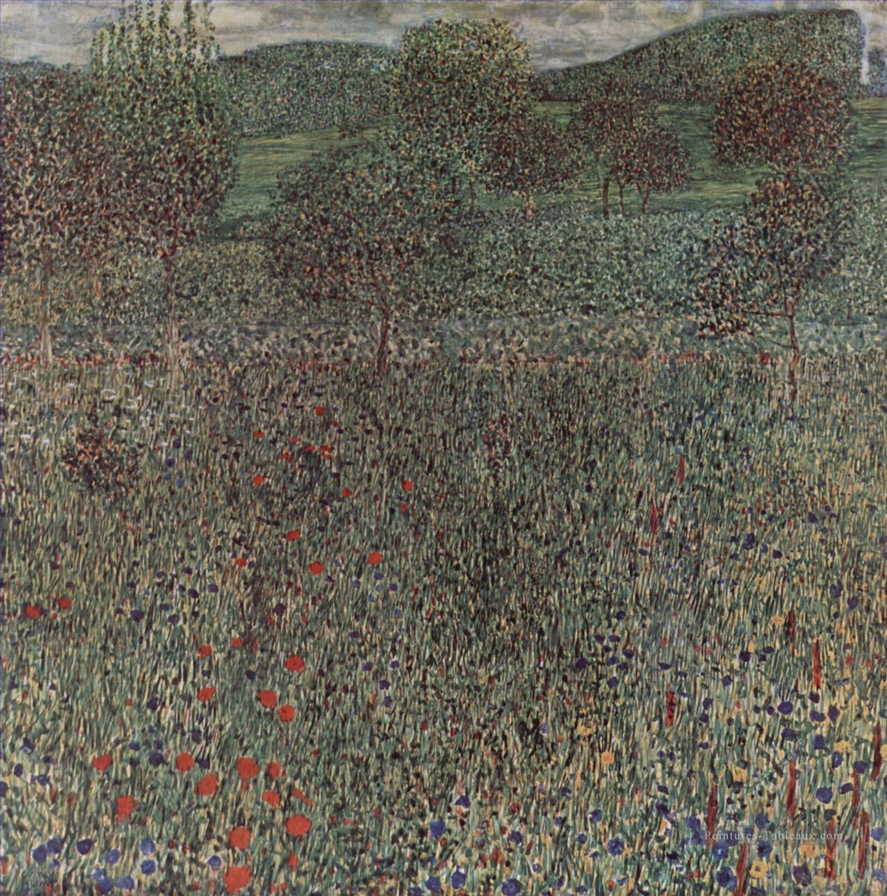Champ de fleurs Gustav Klimt Forêt Peintures à l'huile